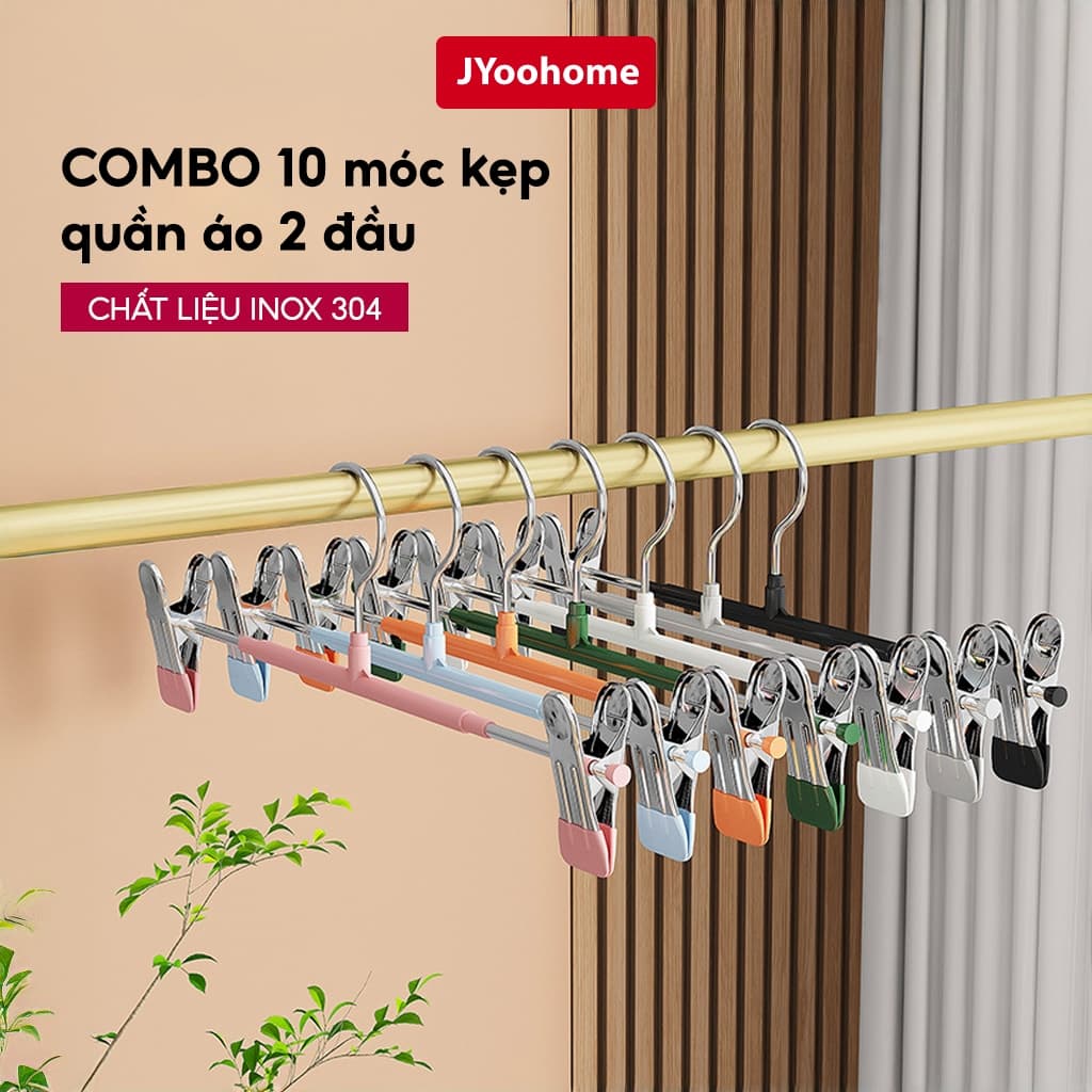 COMBO Móc kẹp quần áo thép không gỉ cao cấp JYoohome Móc chống trượt giữ đồ luôn gọn gàng