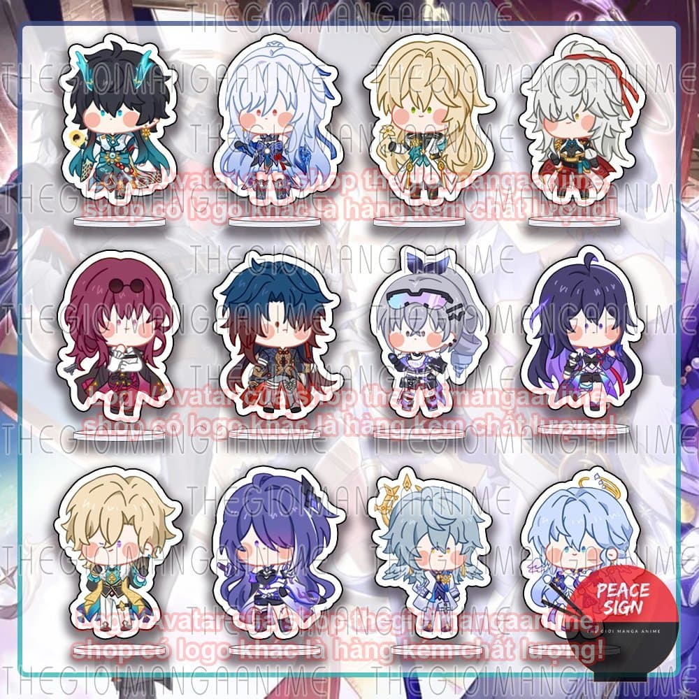 (mua 1 tặng 1) (3cm) Mô hình standee HONKAI STAR RAIl ver MẮT NHỎ mica chibi arcylic anime tượng trưng bày