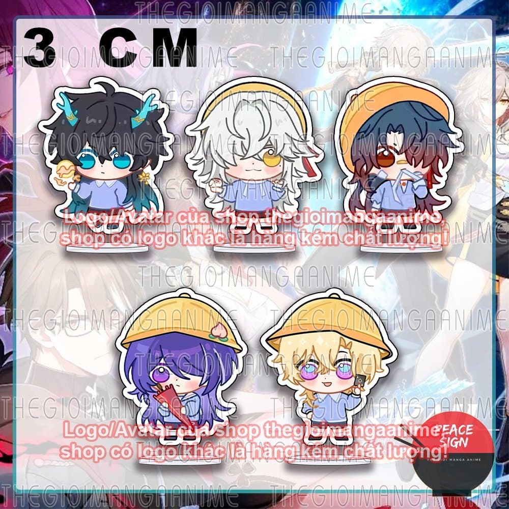 (mua 1 tặng 1) (3cm) Mô hình standee HONKAI STAR RAIl ver MẮT TRÒN mica chibi arcylic anime tượng trưng bày