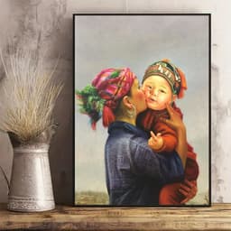 Tranh canvas treo tường cô gái dân tộc decor homestay khach sạn 60 x 90 cm 4