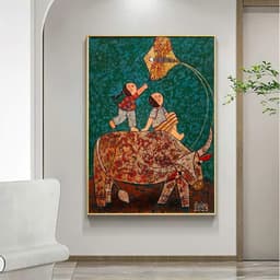 Tranh treo tường em bé đồng quê - tranh dân gian Việt Nam, FOMEX CỨNG CÁP 1