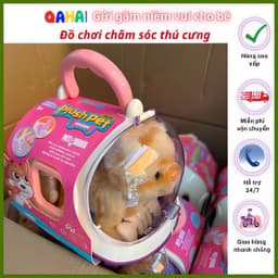 Đồ chơi chăm sóc thú cưng, lồng thỏ bông, mèo bông, chó bông biết đi kêu, vẫy đuôi kèm phụ kiện, ba lô chó bông 2
