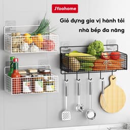 Kệ Giỏ Đựng Hành Tỏi Dán Tường JYoohome Kệ Đựng Gia Vị Gắn Tường Nhà Bếp Bằng Thép Sơn Tĩnh Điện 1