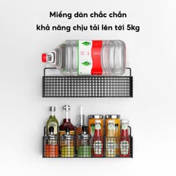 Kệ Giỏ Đựng Hành Tỏi Dán Tường JYoohome Kệ Đựng Gia Vị Gắn Tường Nhà Bếp Bằng Thép Sơn Tĩnh Điện 6