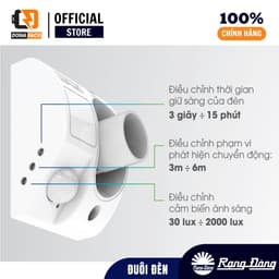 Đui đèn cảm biến chuyển động Rạng Đông 300w ĐCB01.PIR E27 bật tắt đèn tự động chính hãng 4
