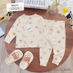 BD2. Quần áo sơ sinh cạp cao dài tay vải petit tăm tre, đồ bộ dài tay cho bé trai bé gái sơ sinh 7