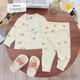 BD2. Quần áo sơ sinh cạp cao dài tay vải petit tăm tre, đồ bộ dài tay cho bé trai bé gái sơ sinh 8