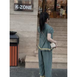 Set jeans phối ren gấu, set bò dáng xuông có bigsize 3