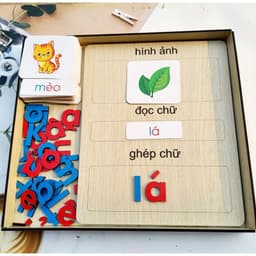 Bộ học liệu Montessori tiếng việt giúp con học chữ ,ghép vần 7