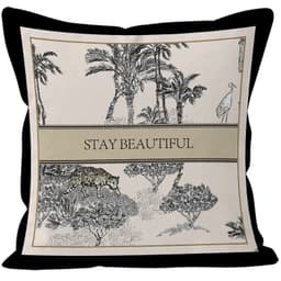 Gối tựa lưng sofa, phòng khách họa tiết LUCKY ĐEN TRẮNG chất liệu nhung lông đào kích thước 45x45cm 3