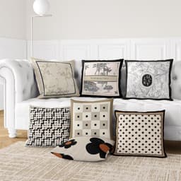 Gối tựa lưng sofa, phòng khách họa tiết LUCKY ĐEN TRẮNG chất liệu nhung lông đào kích thước 45x45cm 1