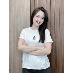 Áo phông nữ hình gấu form xuông chất cotton mềm mịn co giãn 4 chiều 2