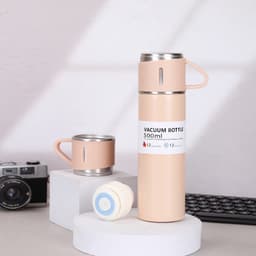 Bình giữ nhiệt 500ml và 3 ly cốc, chất liệu inox siêu bền - tặng kèm hộp đựng 3