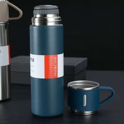 Bình giữ nhiệt 500ml và 3 ly cốc, chất liệu inox siêu bền - tặng kèm hộp đựng 4