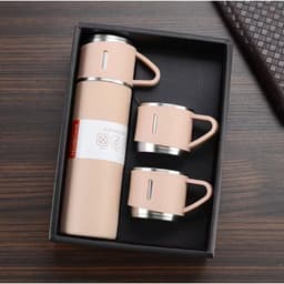 Bình giữ nhiệt 500ml và 3 ly cốc, chất liệu inox siêu bền - tặng kèm hộp đựng 6