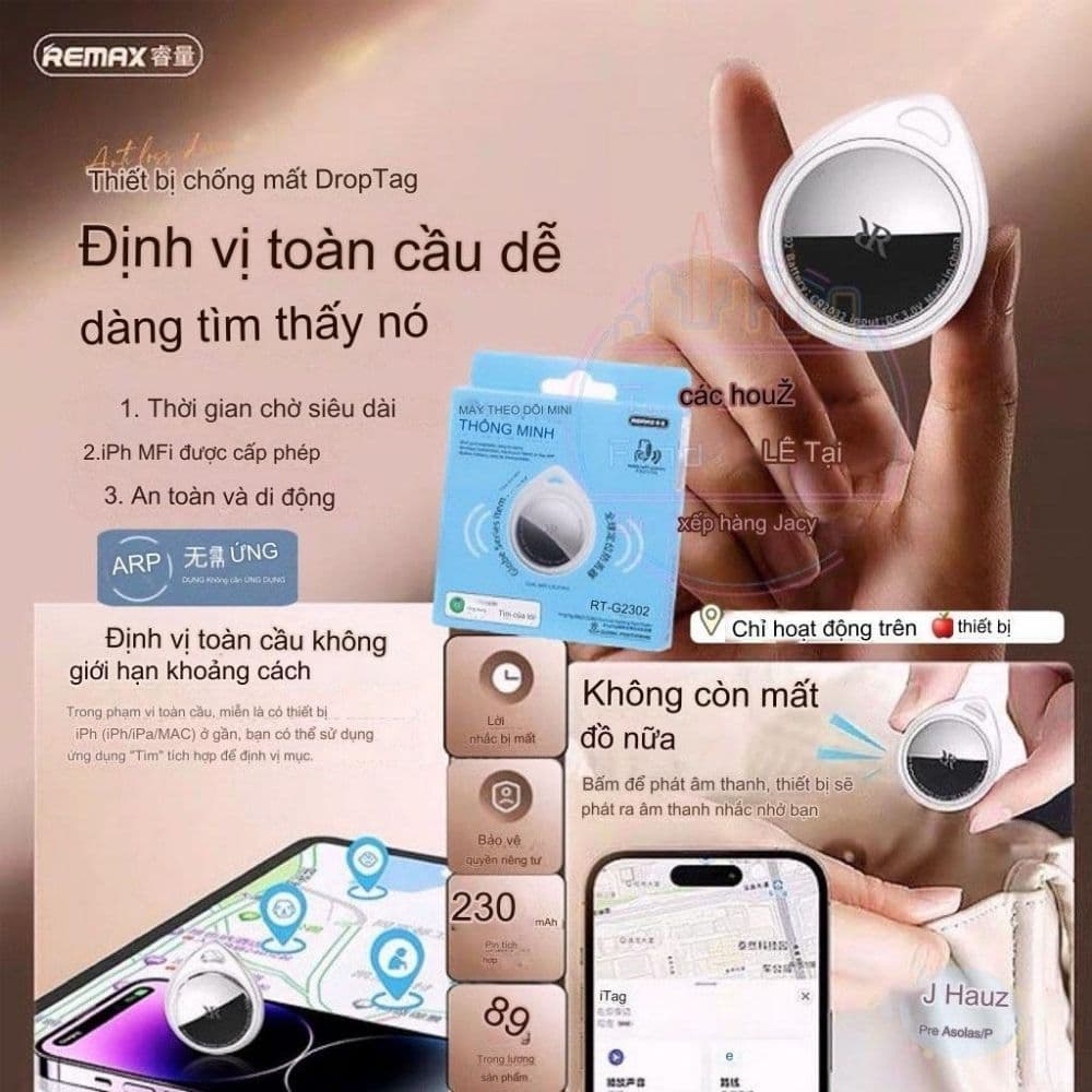 Thiết Bị Định vị GPS mini siêu nhỏ Remax RT-G2302--210mAh Hoco E91-- Remax RT-G2303 NL