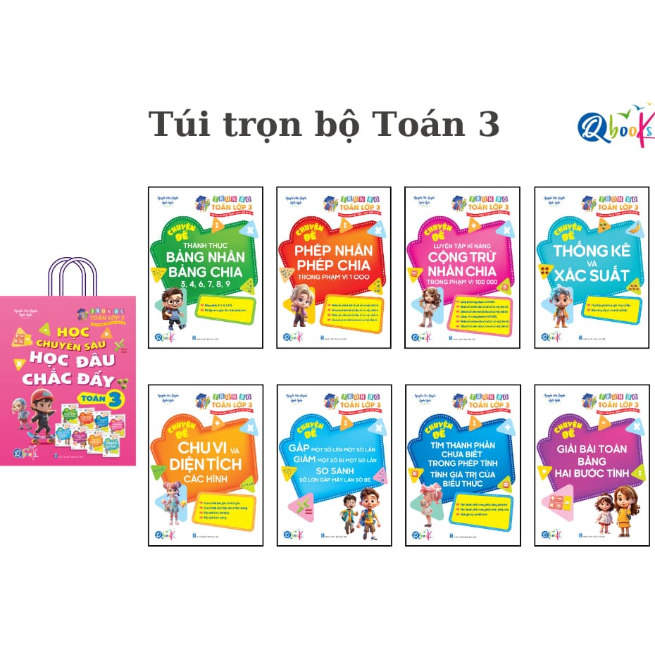Sách - Túi Trọn Bộ Toán Học Chuyên Sâu Học Đâu Chắc Đấy Lớp 3 - Cả năm ( 8 Cuốn )