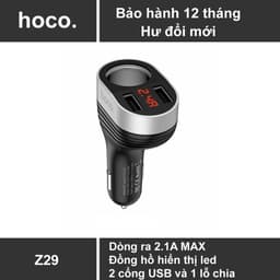 Củ Sạc Ô Tô CHIA TẨU HOCO Z29 có Cổng cắm tẩu ô tô và Cổng Sạc USB đôi và sạc nhanh 38W Hoco Z52 NL 8