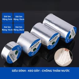 Cuộn 5 Mét Băng Keo Dán Rộng 5cm/10cm/15cm/20cm - Miếng Dán Siêu Dính Chống Thấm Nước Và Chống Dột 3