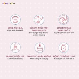 Máy Xay Ăn Dặm Bear GR-B03V8, Cối Thủy Tinh - 8 Lưỡi Dao Inox 316, Hàng Chính Hãng 7