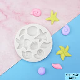 Khuôn silicon sò biển, sinh vật biển, rong biển, nàng tiên cá, sao biển, ốc, rùa, cá biển đổ charm, làm nến, làm epoxy 4