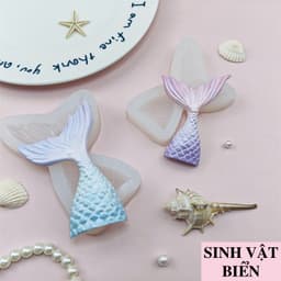 Khuôn silicon sò biển, sinh vật biển, rong biển, nàng tiên cá, sao biển, ốc, rùa, cá biển đổ charm, làm nến, làm epoxy 2