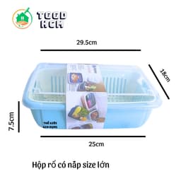 Bộ thau rổ có nắp đậy và miếng chia ngăn tiện lợi rửa rau quả đựng thực phẩm tủ lạnh nhiều màu 4