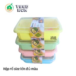 Bộ thau rổ có nắp đậy và miếng chia ngăn tiện lợi rửa rau quả đựng thực phẩm tủ lạnh nhiều màu 5