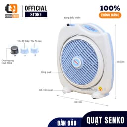 Quạt bàn đảo Senko BD230 28W cao 2 tấc, quạt hộp nhỏ gọn mini đảo gió bảo hành 24 tháng 7