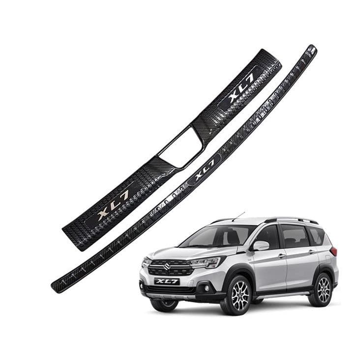 Ốp chống trầy cốp xe Mitsubishi XL7 2019-2022 thép không gỉ vân Cacbon bảo vệ xe