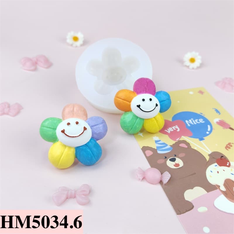 Khuôn silicon hình hoa hướng dương mặt cười dùng làm nến thơm hay làm bánh handmade – HM5034.6