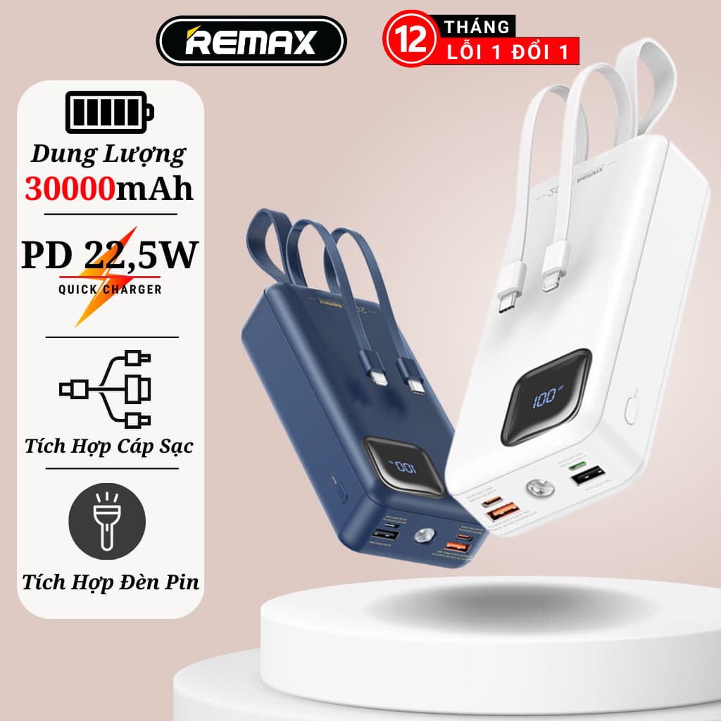 Pin Sạc Dự Phòng Sạc Nhanh 22.5W Remax RPP-550 30.000mAh và 22.5W Hoco J101B 30.000mah. LKP
