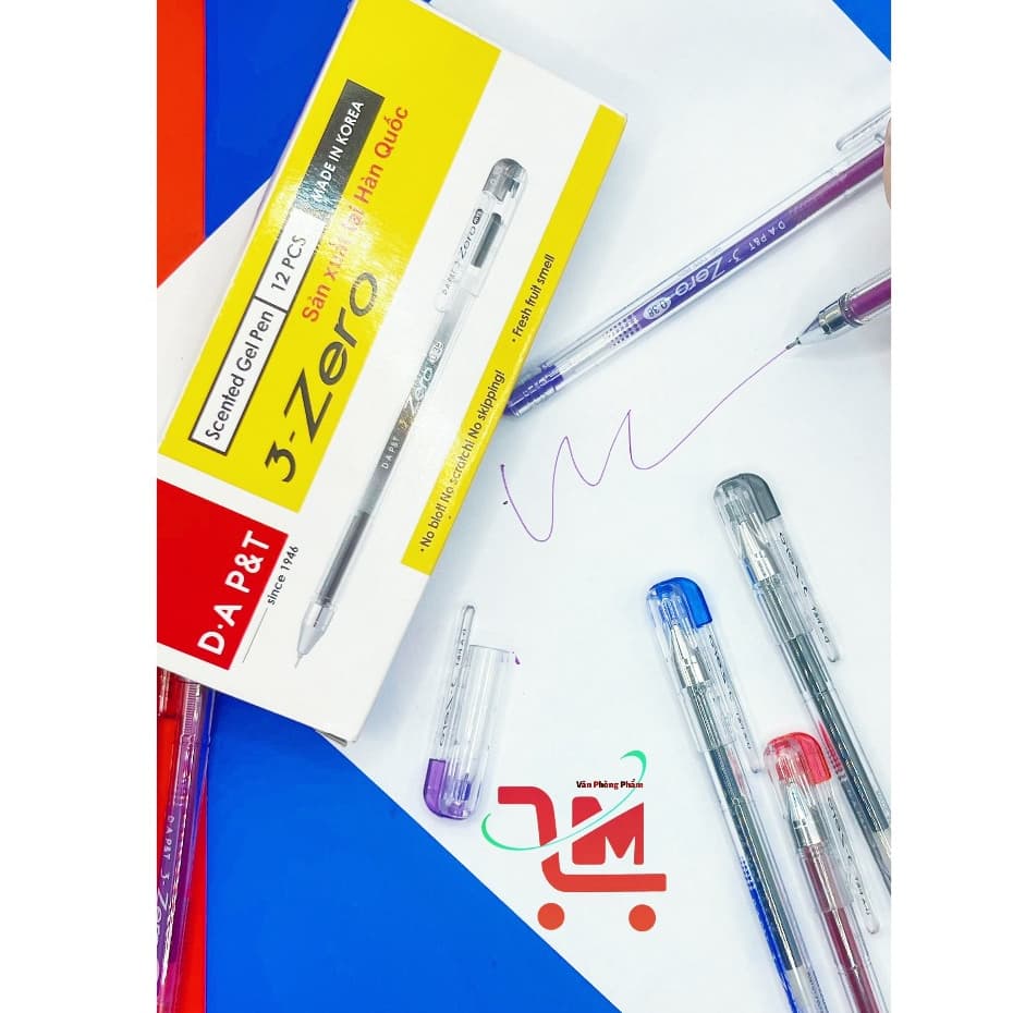 Hộp 12 Bút Gel D.A P&T 3-Zero Ngòi 0.38mm (Bút Gel Hàn Quốc Mực Ra Đều, Ngòi Êm)/Bút Gel Hàn Quốc Chất Lượng Tốt
