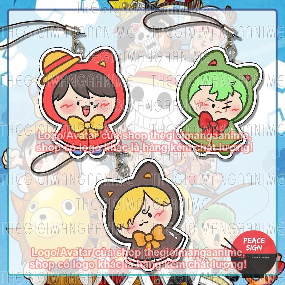 (Tặng móc khóa) Móc dây treo điện thoại ONE PIECE ver ÁO CHOÀNG NƠ in hình Đảo hải tặc anime chibi mica acrylic móc khóa
