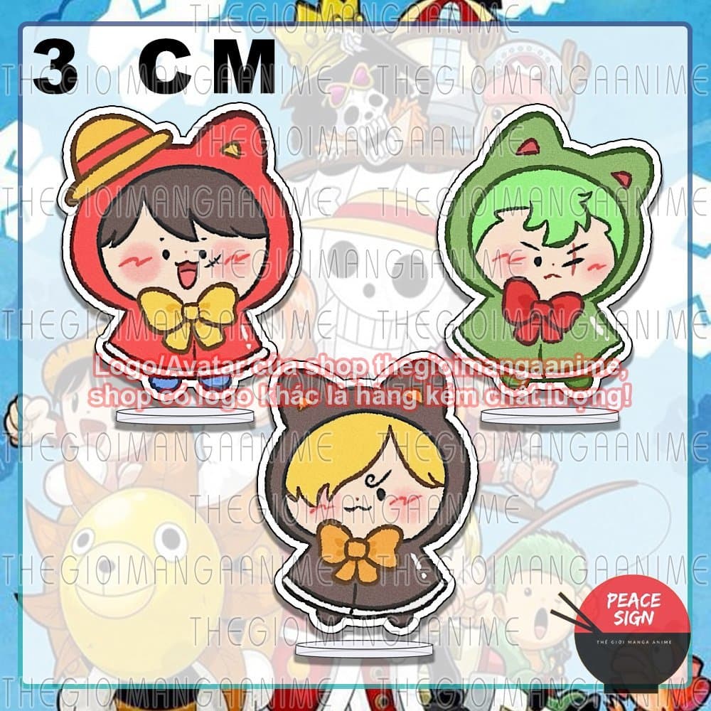 (mua 1 tặng 1) (3cm) Mô hình standee ONE PIECE ver ÁO CHOÀNG NƠ in hình anime Đảo hải tặc tượng mica chibi
