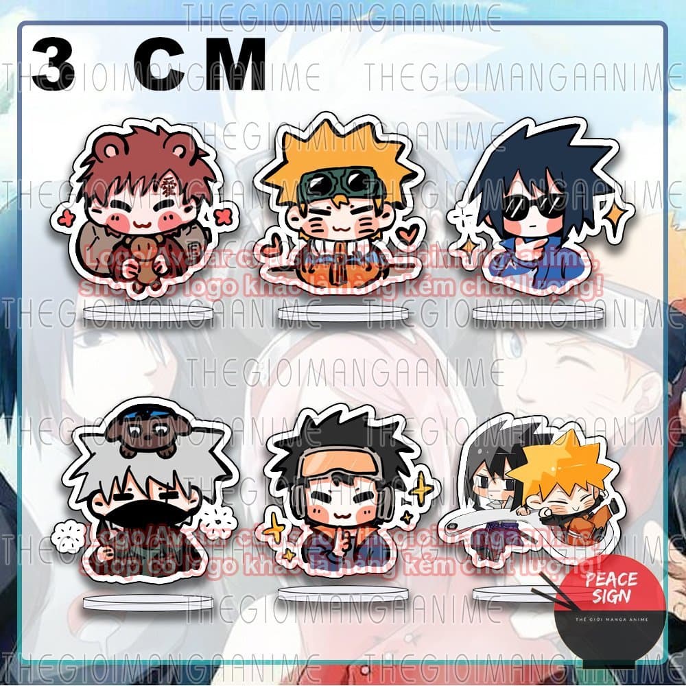 (mua 1 tặng 1) (3cm) Standee NARUTO ver BIỂU CẢM mô hình chibi acrylic standee anime mica trang trí trưng bày