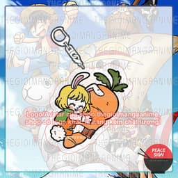 (Mua 1 tặng 1) Móc khoá in hình ONE PIECE ver ÔM ĐỒ ĂN Đảo hải tặc mica trong acrylic game chibi xinh xắn 5