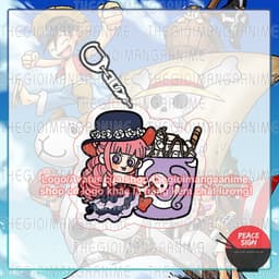 (Mua 1 tặng 1) Móc khoá in hình ONE PIECE ver ÔM ĐỒ ĂN Đảo hải tặc mica trong acrylic game chibi xinh xắn 4