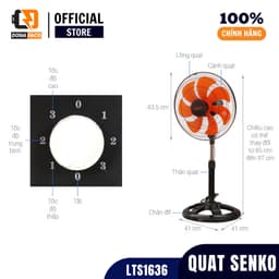Quạt lửng senko LTS1636 / LTS1631 7 cánh,thân sắt công xuất 65w 3 cấp gió bảo hành chính hãng 24 tháng 5