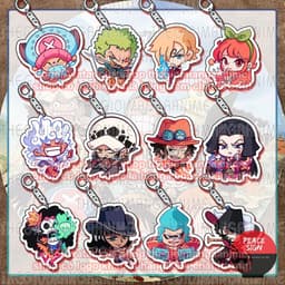 (Mua 1 tặng 1) Móc khoá in hình ONE PIECE ver MẶT BỰ Đảo hải tặc mica trong acrylic anime chibi xinh xắn 1
