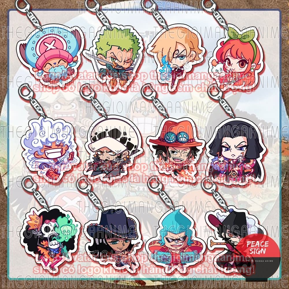 (Mua 1 tặng 1) Móc khoá in hình ONE PIECE ver MẶT BỰ Đảo hải tặc mica trong acrylic anime chibi xinh xắn