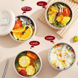 Hộp Đựng Cơm Giữ Nhiệt Kèm Túi 3 Tầng PTLUXURY Hộp Cơm Văn Phòng Cách Nhiệt 3 Tầng Không Gỉ Tiện Lợi 3