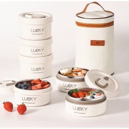Hộp Đựng Cơm Giữ Nhiệt Kèm Túi 3 Tầng PTLUXURY Hộp Cơm Văn Phòng Cách Nhiệt 3 Tầng Không Gỉ Tiện Lợi 5