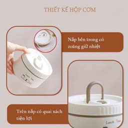 Hộp Đựng Cơm Giữ Nhiệt Kèm Túi 3 Tầng PTLUXURY Hộp Cơm Văn Phòng Cách Nhiệt 3 Tầng Không Gỉ Tiện Lợi 8