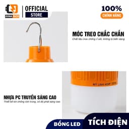 Bóng đèn bulb tích điện LED 80w và 150w Mỹ Linh cao cấp chiếu sáng liên tục 7 - 12h có móc treo 2