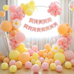 Set trang trí sinh nhật kèm khung tròn có chân cao 1m8 Babuu Decor 3