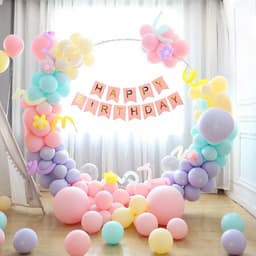 Set trang trí sinh nhật kèm khung tròn có chân cao 1m8 Babuu Decor 6