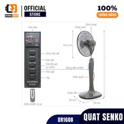 [Chính hãng] Quạt đứng điều khiển từ xa Senko DR1608, Quạt cây có remote, hẹn giờ, bảo hành 2 năm 3