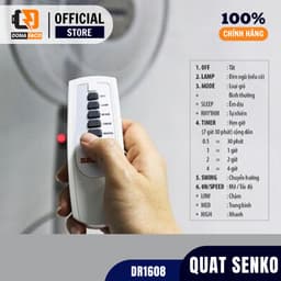 [Chính hãng] Quạt đứng điều khiển từ xa Senko DR1608, Quạt cây có remote, hẹn giờ, bảo hành 2 năm 8