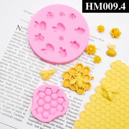 Khuôn silicon hình con ong và hoa - Khuôn tạo hình trang trí con ong làm bánh kẹo mềm hay nến thơm - HM009.4 1